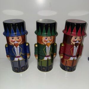 CHRISTMAS NUTCRACKER TINS BY BONNIE & POP NEW YORK - RED / BLUE / GREEN NEW